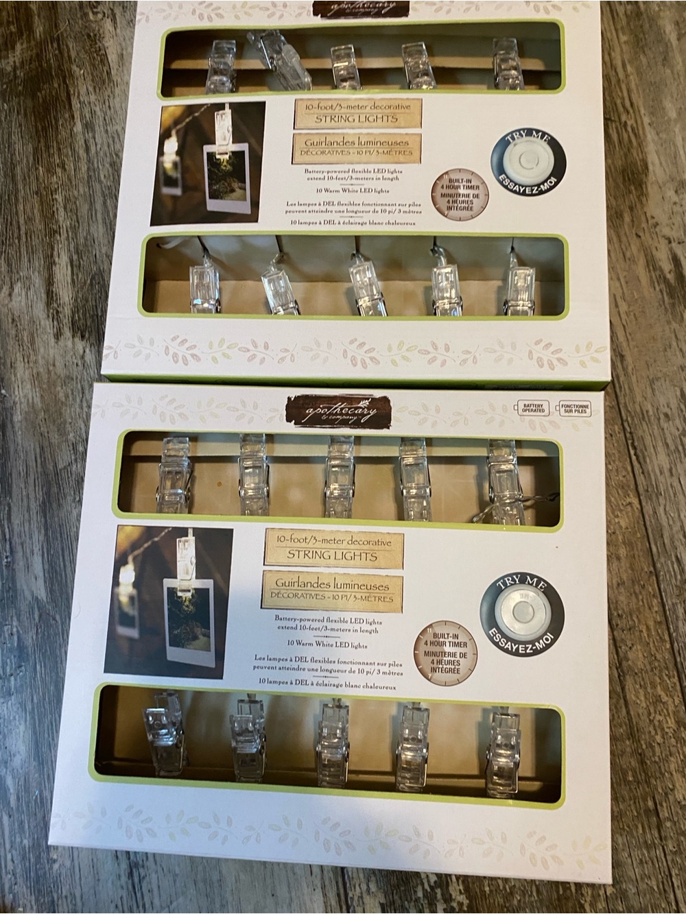 Two boxes of String Lights with Photo Clips - Clear